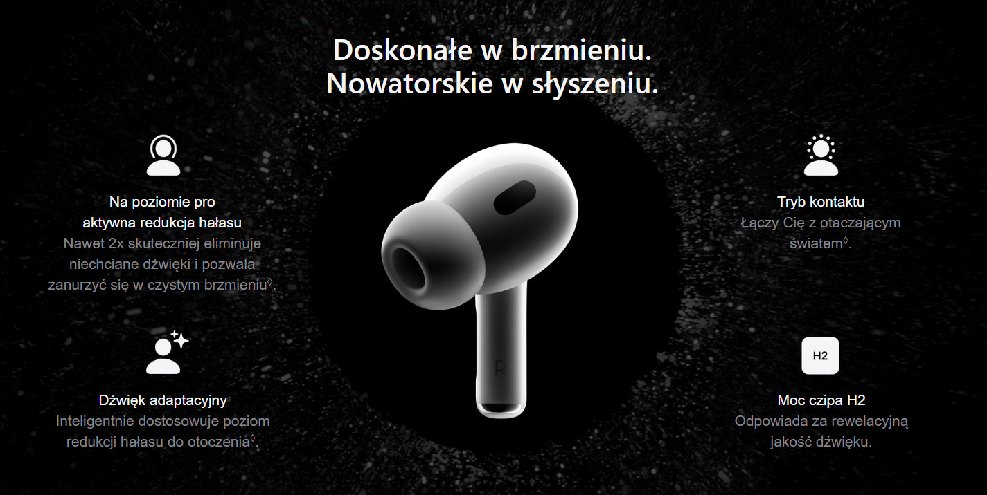 Słuchawki bezprzewodowe APPLE AirPods Pro (2. generacji) z Słuchawki bezprzewodowe APPLE AirPods Pro (2. generacji) z