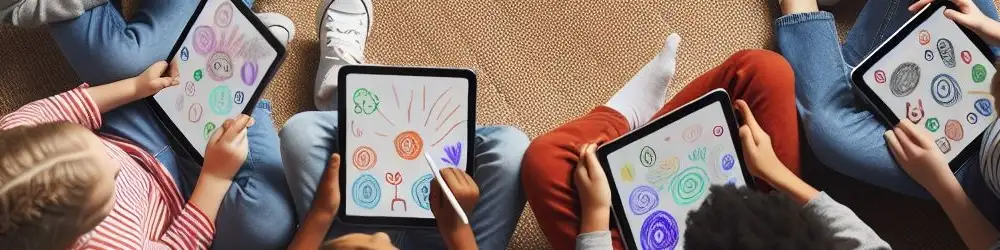 Grupa dzieci z iPadami