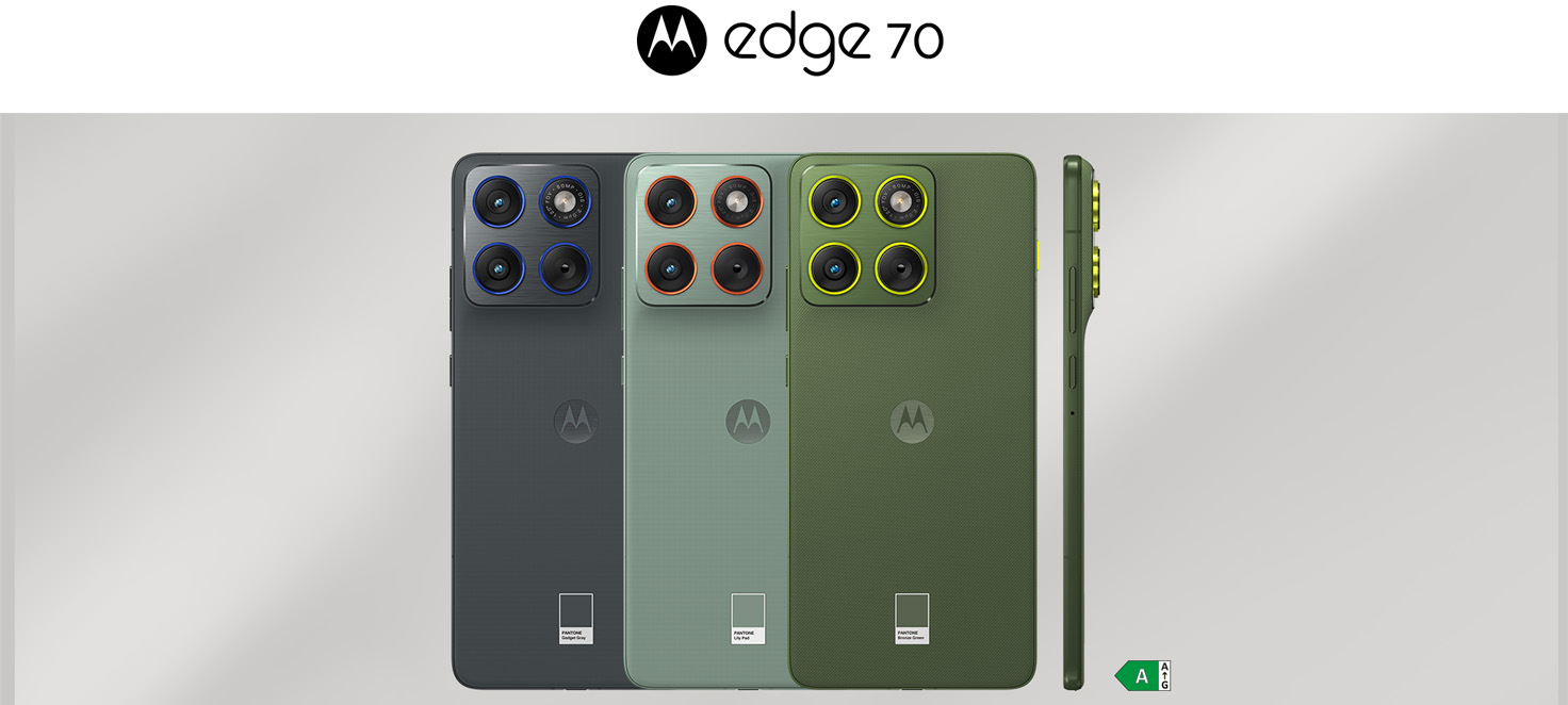 Smartfony Motorola Edge70 w różnych odcieniach zielonego