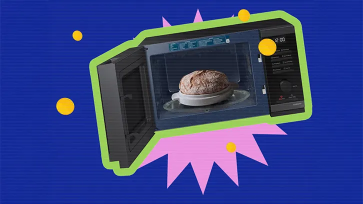 Mikrofalówka Samsung na granatowym tle