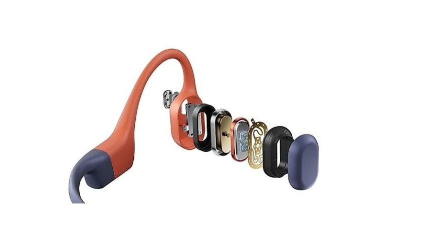 Grafika techniczna - elementy składowe słuchawek kostnych.