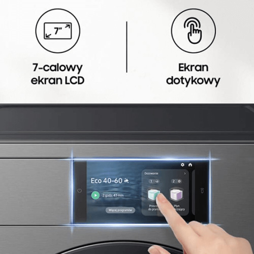 Dłoń ustawiająca program na pralce