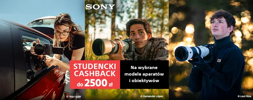 Studencki Cashback do 2500zł na wybrane modele aparatów i obiektywów - Poniżej trzech fotografów w różnych warunkach atmosferycznych