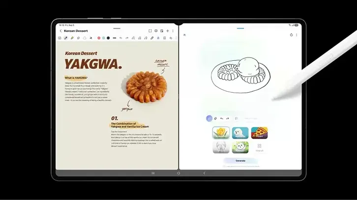 Prezentacja działania technologi Drawing Assist, który szkic koreańskiego desery wygenerował jako grafikę