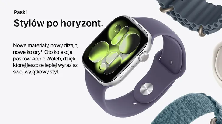 Paski. Stylów po horyzont. Nowe materiały, nowy dizajn, nowe kolory. Oto kolekcja pasków Apple Watch, dzięki której jeszcze lepiej wyrazisz swój wyjątkowy styl.