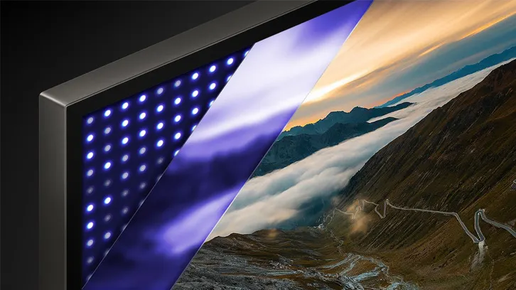 Prezentacja kontrastu pomiędzy kolorami, od świateł LED do krajobrazu górskiego