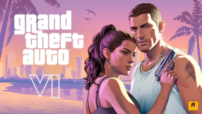 Jason i Lucia, bohaterowie obok logotypu GTA VI