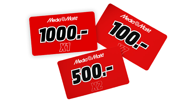 3 karty podarunkowe o wartości z ilościami dostępnymi w konkursie 1000 zł x1 . 500 zł x2, 100 zł x7