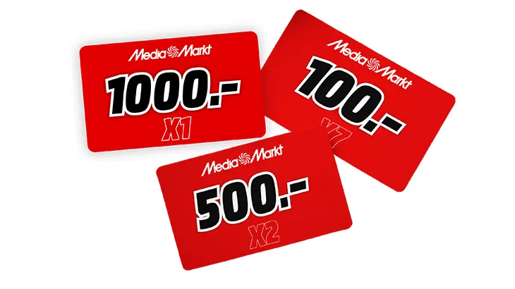 3 karty podarunkowe o wartości z ilościami dostępnymi w konkursie 1000 zł x1 . 500 zł x2, 100 zł x7