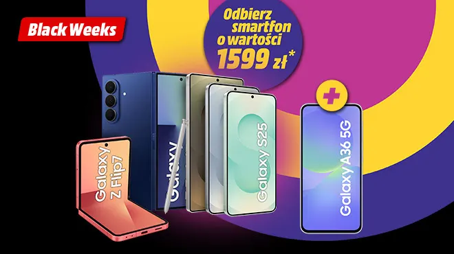 Zdjęcie pokazuje smartfony Samsung z serii Galaxy oraz Galaxy Z