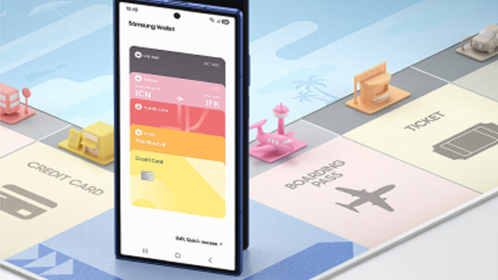 Telefon Samsung na planszy przypominającej Monopoly