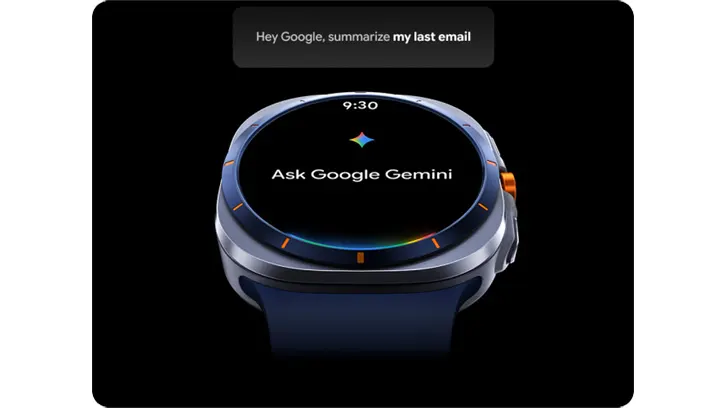 Gemini AI wyświetlane na zegarku