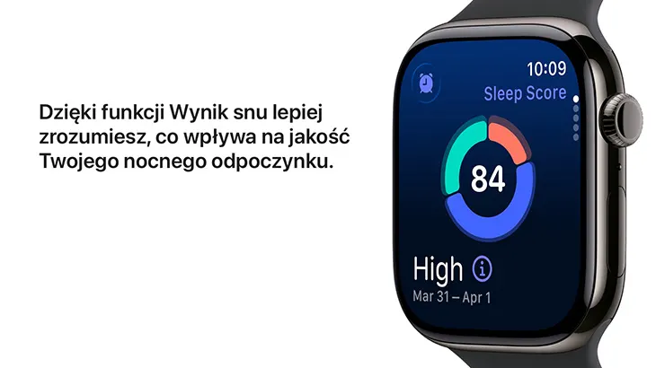 Dzięki funkcji Wynik snu lepiej zrozumiesz, co wpływa na jakość Twojego nocnego odpoczynku.