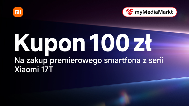 Kupon 100 zł logo MI od Xiaomi na ciemnym tle