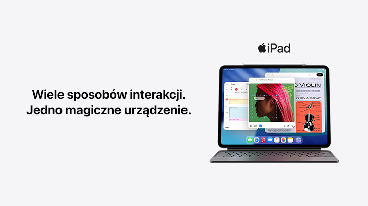 iPad. Wiele sposobów interakcji. Jedno magiczne urządzenie. iPad z dopinaną klawiaturą.