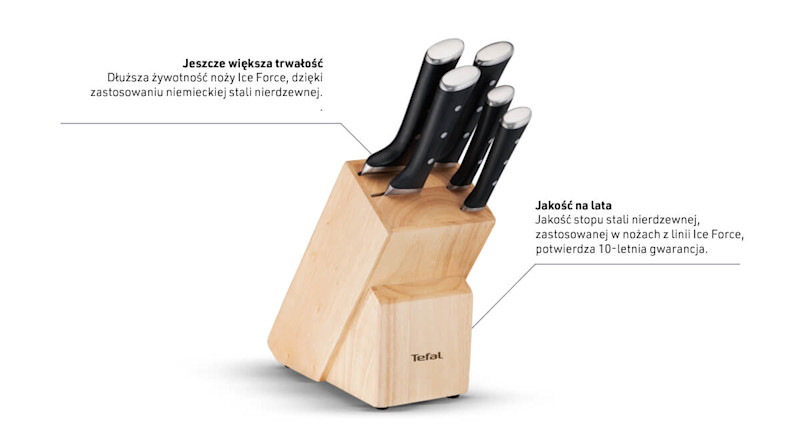 Zestaw noży w bloku TEFAL K232S574 Ice Force | MediaMarkt