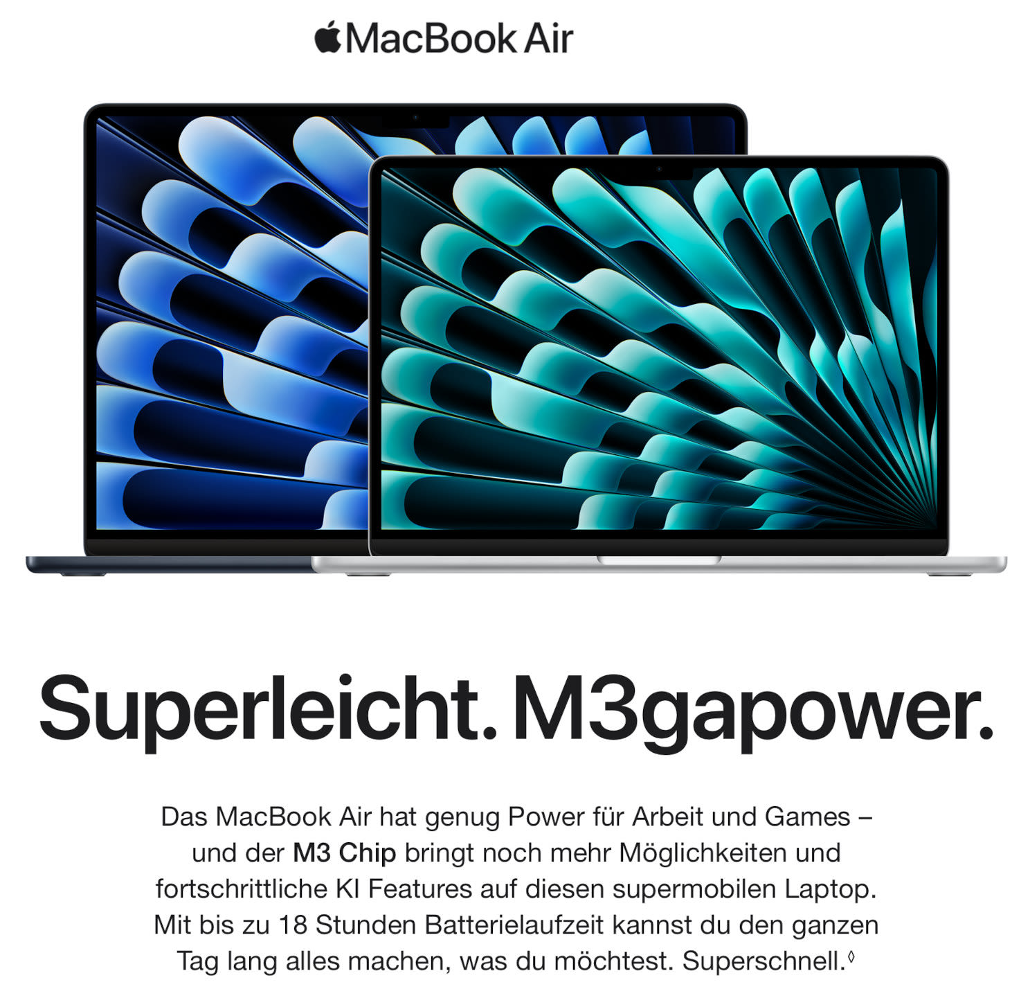 Apple MacBook Air 13” M3 16GB, 512GB Apple MacBook Air - 2024 - buy at Digitec