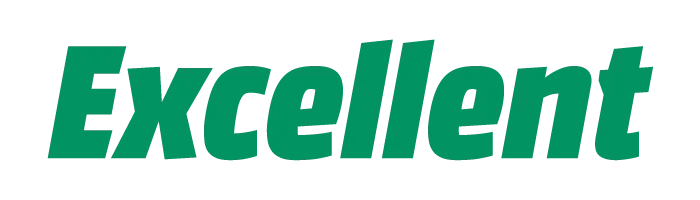 Texte « Excellent » en vert sur fond blanc.
