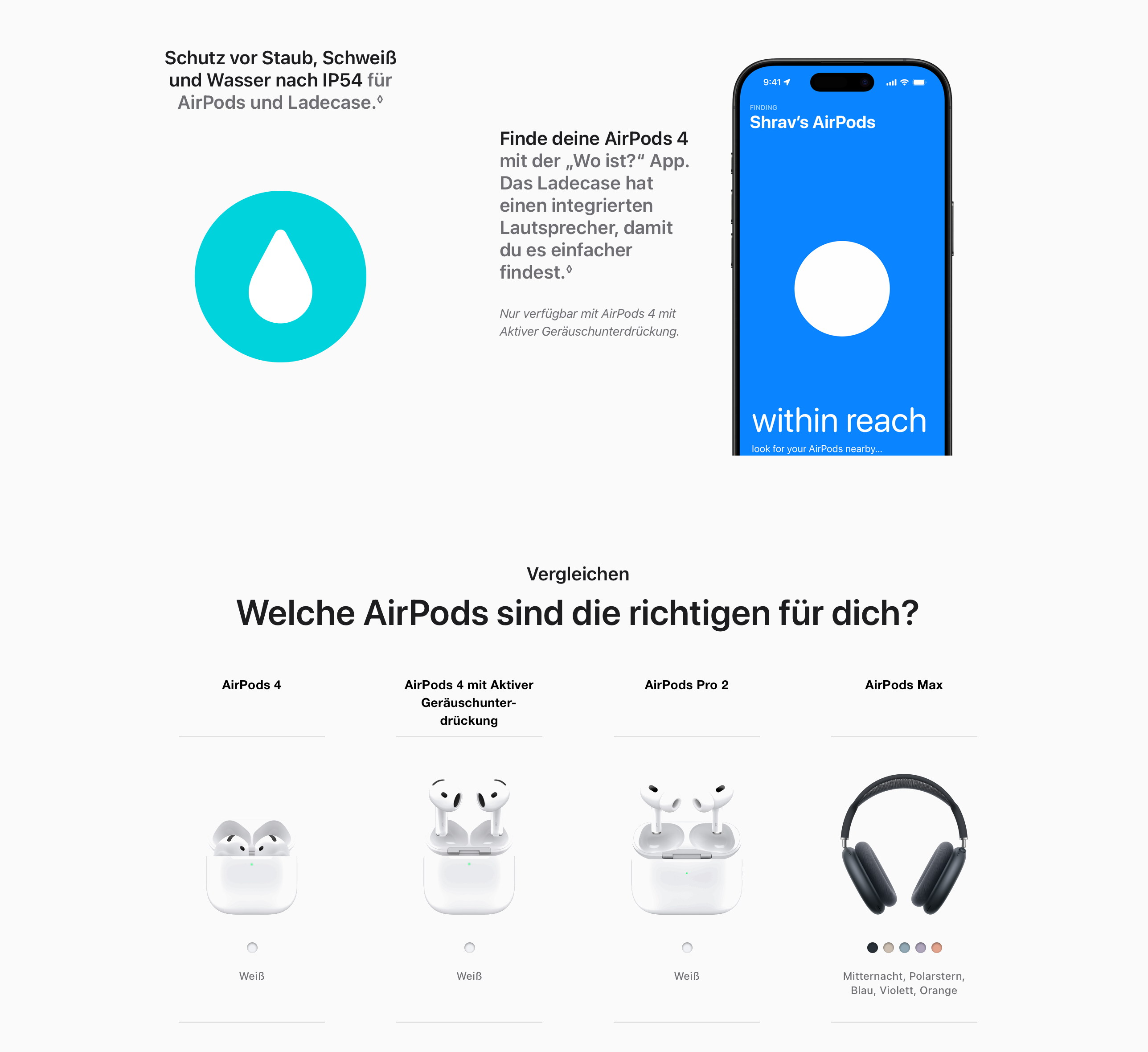 APPLE AirPods 4 (Aktive Geräuschunterdrückung), In-ear True