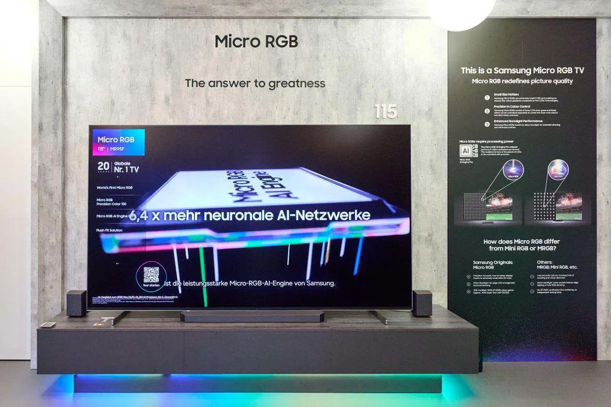 Samsung Micro RGB TV mit 115-Zoll-Display auf der Samsung Connect Präsentation an der IFA 2026 in Berlin.