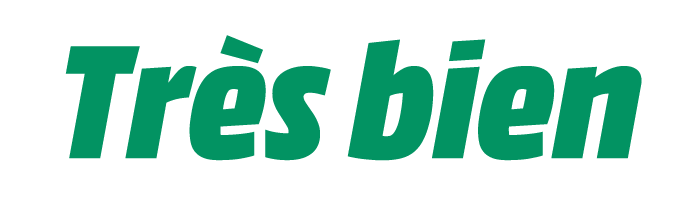 Texte vert « Très bon » sur fond blanc.