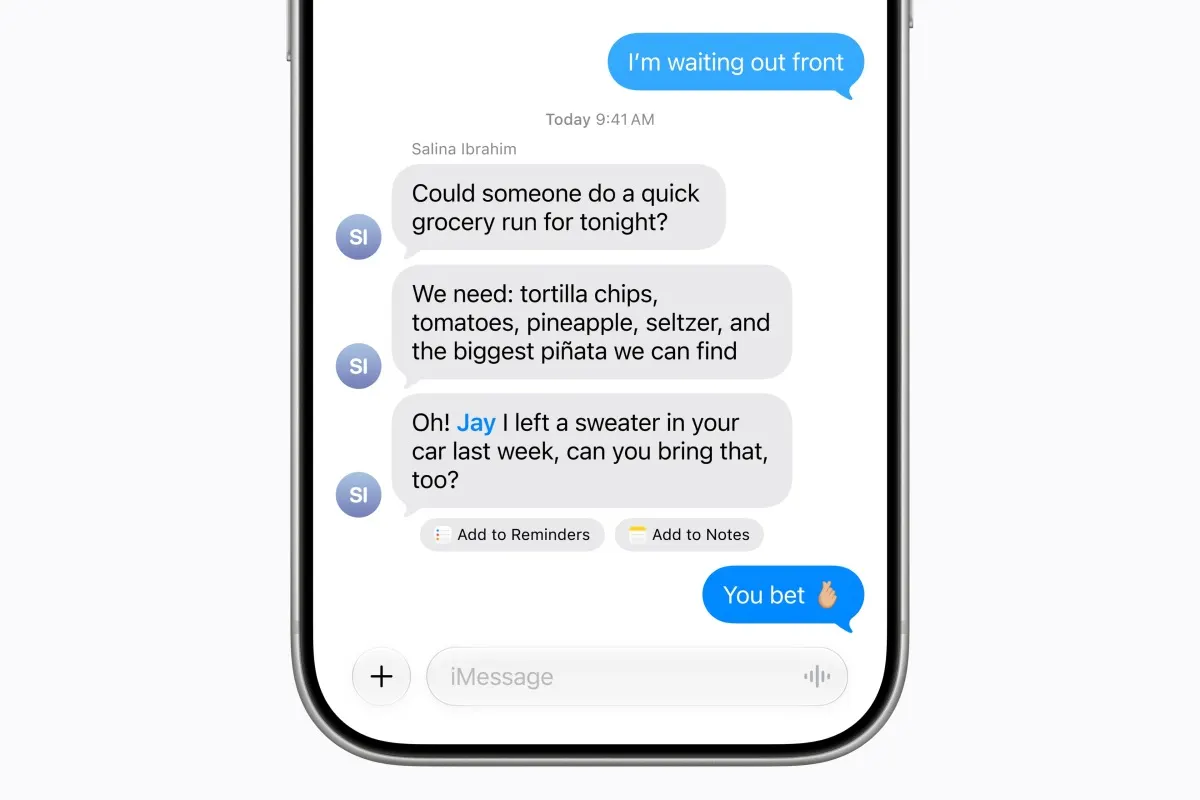 Sur un iPhone, l'app Messages propose d'ajouter une liste de courses reçue directement aux Rappels ou aux Notes.