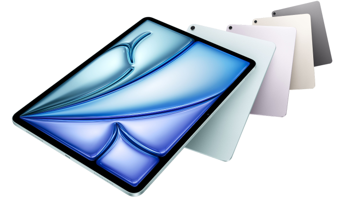 Vorder- und Rückansicht des iPad Airs in vier verschiedenen Farben