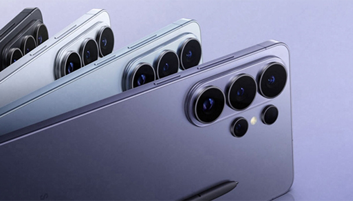 Kollage mehrerer Galaxy S26 Ultra Smartphones in unterschiedlichen Farben. 