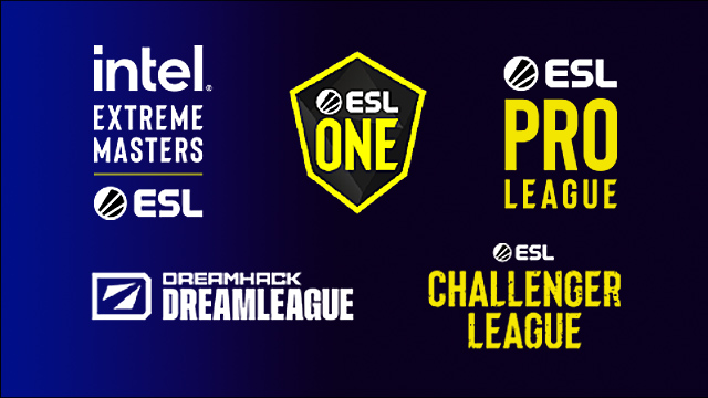 Logos von Intel Extreme Masters & ESL, ESL One, ESL Pro League, Dreamhack Dreamleague und ESL Challenger League