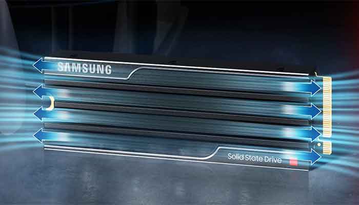 Symbolhafte Darstellung des effizienten Wärmemanagements der 9100 PRO Heatsink SSD.