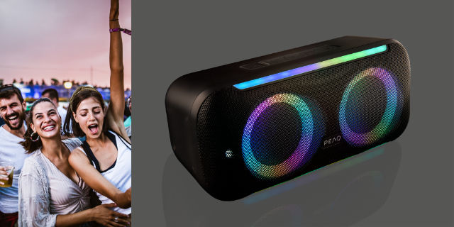 Gute Freunde, gute Stimmung, gute Musik, guter Klang! Genieße beste Party-Sounds mit dem PPS 100 Party Speaker von PEAQ.