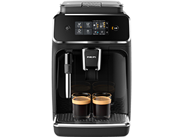 Schwarzer Kaffeevollautomat.
