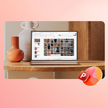 Laptop mit PowerPoint-Icon