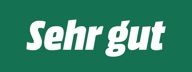 Grünes Bild mit dem Wort "Sehr gut".