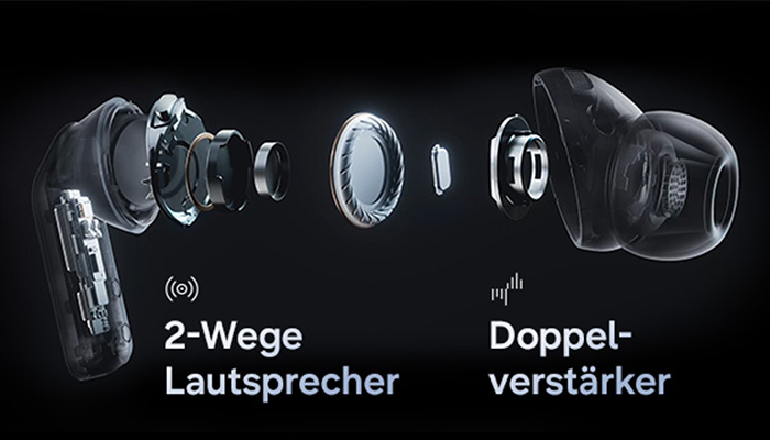 Stilisierte Darstellung des Innenlebens der GalaxyBuds4 Pro.