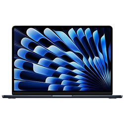 Ein geöffneter Laptop zeigt auf dem Bildschirm ein blaues, abstraktes Muster. Das Gerät steht auf einer flachen Oberfläche.