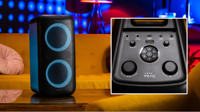 Der PPS 200 Party Speaker von PEAQ verfügt über einen AUX-IN, einen USB Playback, einen Microphone In und einen Guitar In Anschluss. Zudem unterstützt er Bluetooth 5.0.