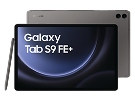 Samsung Galaxy Tab S9 FE+ Tablet mit großem Display, Doppel-Kamera und zugehörigem Stift.