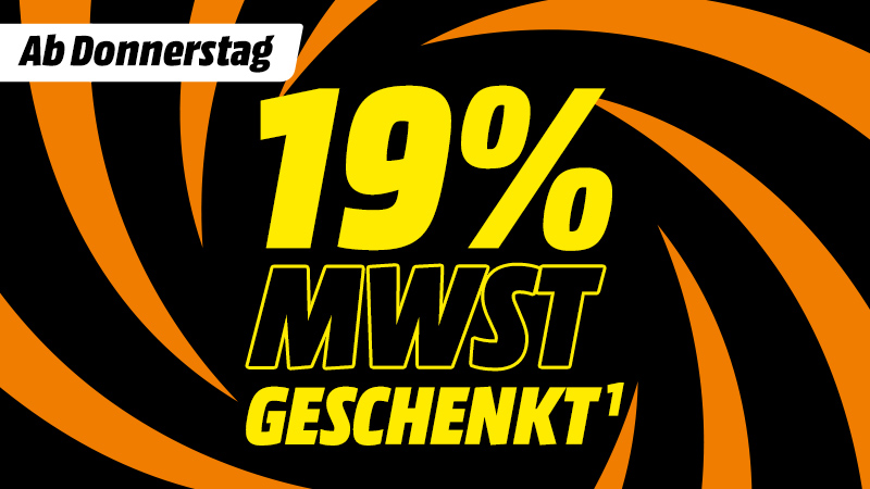 19% MwSt. geschenkt¹ für mySaturn-Kunden. Online ab 6 Uhr, im Markt ab 10 Uhr. Jetzt Mitglied werden und direkt sparen. 