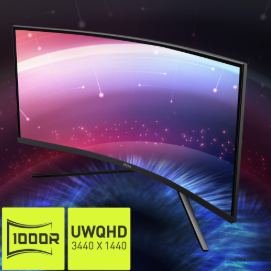 schermo curvato mag con uno sfondo viola/bianco/blu/rosa stellato