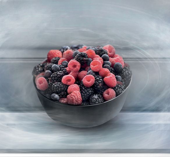 Ci sono lamponi rossi, more nere e mirtilli blu in una ciotola grigia. La ciotola � su una superficie grigia.