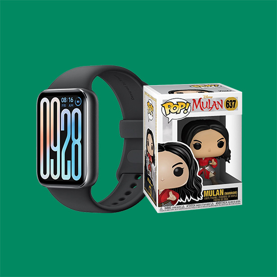 Giocattoli e apparecchiature per lo sport e per il tempo libero su sfondo verde