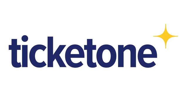 Logo di Ticketone blu con una stella gialla a quattro punte.