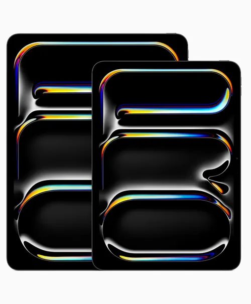 Due rettangoli neri con contorni luminosi curvi in giallo, blu e bianco, disposti su sfondo bianco.