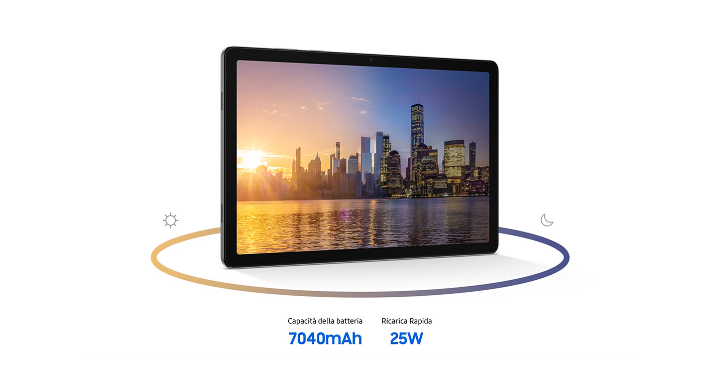 Samsung Galaxy Tab A11+: Capacità della batteria 7040mAh e Ricarica Rapida 25W