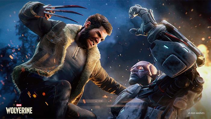 Immagine estrapolata dal videogioco Wolverine. Un uomo con gli artigli e un robot che combattono
