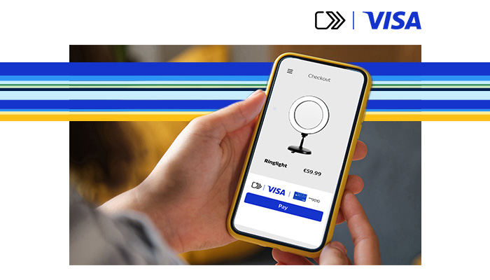 Schermata di esempio di acquisto con Click to Pay Visa