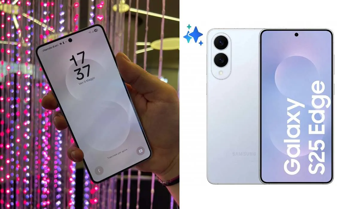 Due telefoni: uno bianco con due fotocamere e uno con lo schermo che mostra l'ora e la data.