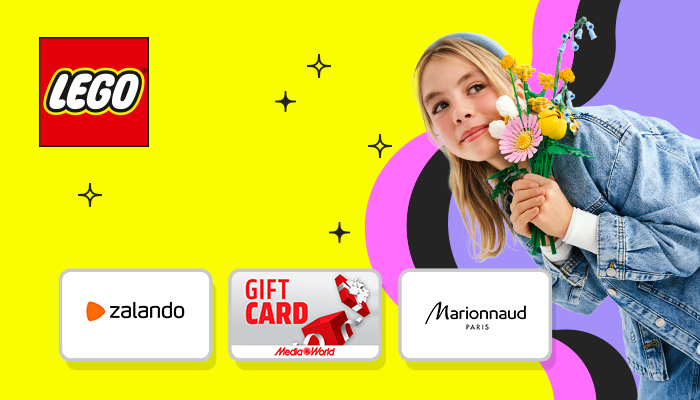 vinci una gif card con acquistando lego