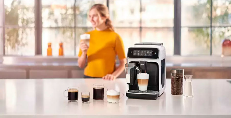Macchinetta del caffè con macinatore, Macchinetta del caffè per cappuccino  latte macchiato e caffè americano